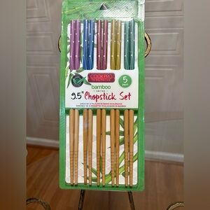 Cook Pro Multicolored  Bamboo Chopsticks 5 Pack Set 9.5” Natural 310